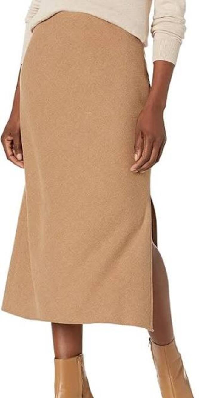 Vince Brushed Flannel Midi Slip Skirt - Tan - size 14 - Excellent Condition